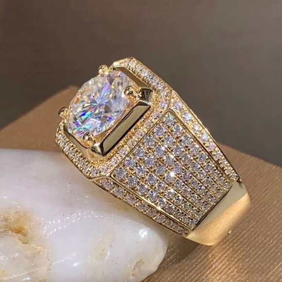 NEW 18k Yellow Gold Diamond Ring Band Chunky Gold Wide Ring Band - Picture 5 of 5